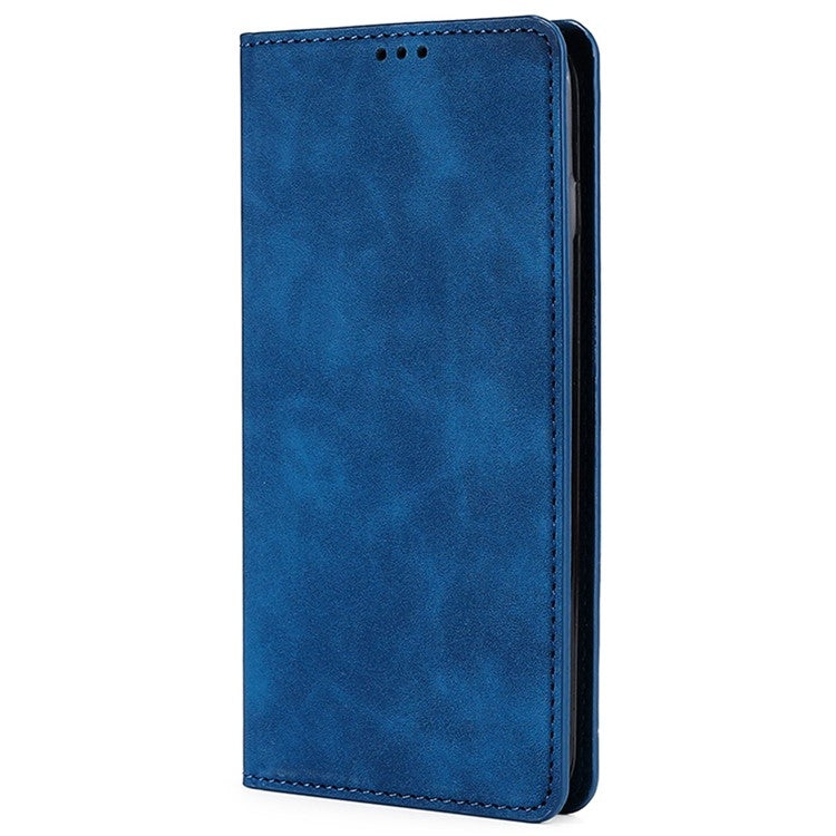 For Samsung Galaxy S25+ 5G Skin Feel Magnetic Leather Phone Case(Blue)