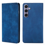 For Samsung Galaxy S25+ 5G Skin Feel Magnetic Leather Phone Case(Blue)