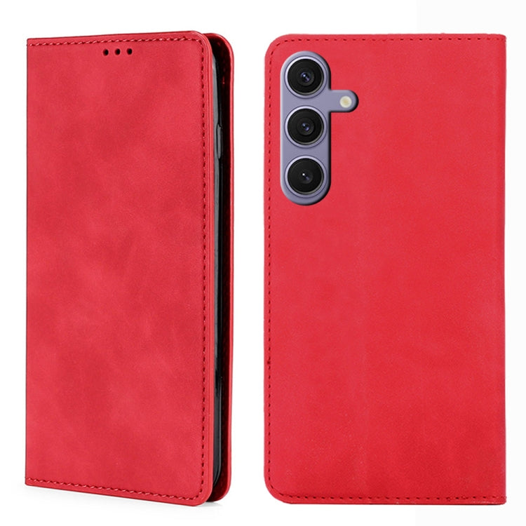For Samsung Galaxy S25+ 5G Skin Feel Magnetic Leather Phone Case(Red)