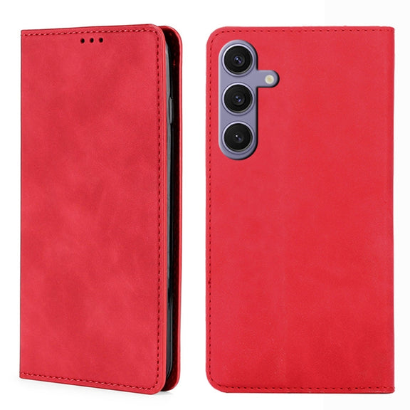 For Samsung Galaxy S25+ 5G Skin Feel Magnetic Leather Phone Case(Red)