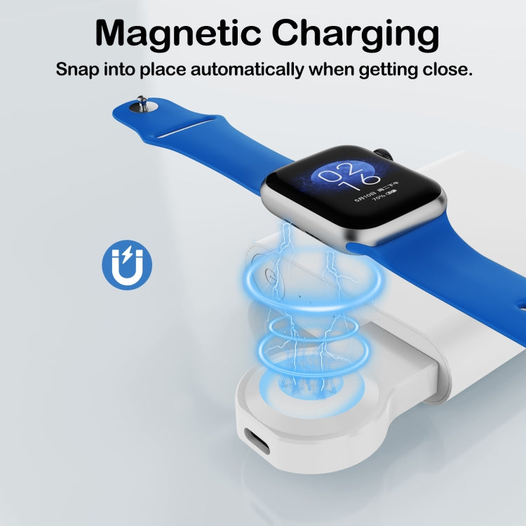 For Apple Watch Series A15 Portable Wireless Charger, Support Card Reader(White)