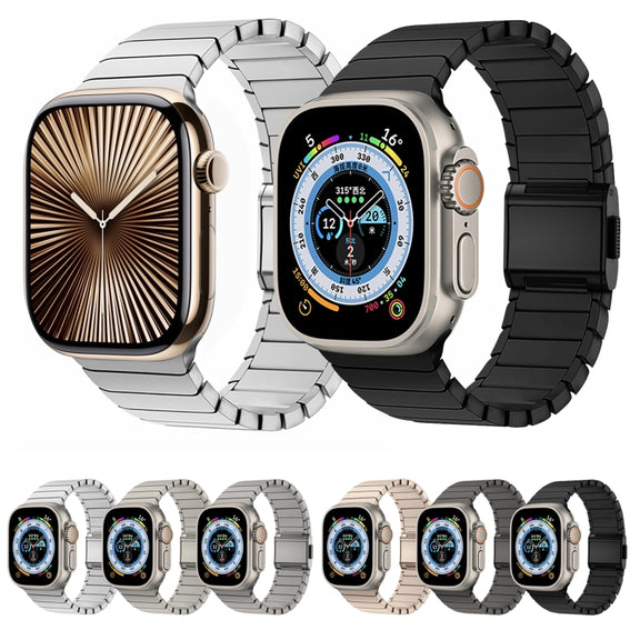 For Apple Watch 46mm / 49mm / 45mm / 44mm Bamboo Norman Buckle Stainless Steel Watch Band(Natural)