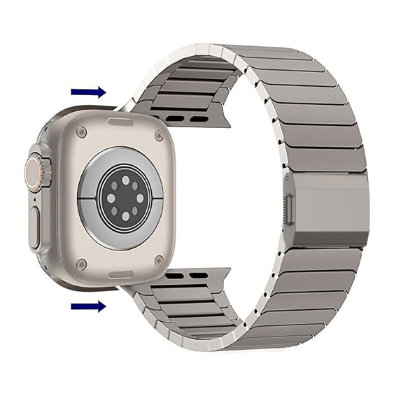 For Apple Watch 46mm / 49mm / 45mm / 44mm Bamboo Norman Buckle Stainless Steel Watch Band(Natural)