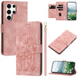 For Samsung Galaxy S25 Ultra 5G Tulips Embossed Leather Phone Case with Lanyard(Pink) - free shipping - PMC Jewellery - Order now!