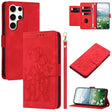 For Samsung Galaxy S25 Ultra 5G Tulips Embossed Leather Phone Case with Lanyard(Red) - Galaxy S25 Ultra 5G Cases by PMC Jewellery | Online Shopping South Africa | PMC Jewellery | Buy Now Pay Later Mobicred