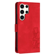 For Samsung Galaxy S25 Ultra 5G Tulips Embossed Leather Phone Case with Lanyard(Red)
