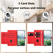 For Samsung Galaxy S25 Ultra 5G Tulips Embossed Leather Phone Case with Lanyard(Red)