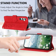 For Samsung Galaxy S25+ 5G Tulips Embossed Leather Phone Case with Lanyard(Red)