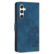 For Samsung Galaxy S25+ 5G Tulips Embossed Leather Phone Case with Lanyard(Blue)