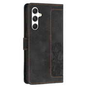 For Samsung Galaxy S25+ 5G Tulips Embossed Leather Phone Case with Lanyard(Black)