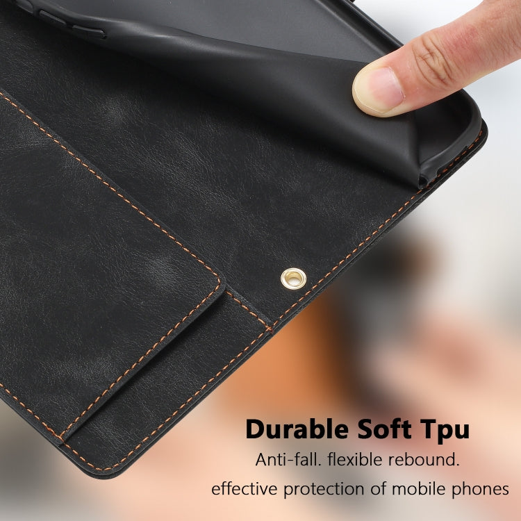 For Samsung Galaxy S25+ 5G Tulips Embossed Leather Phone Case with Lanyard(Black)