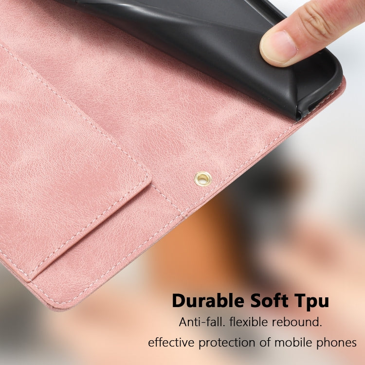 For Samsung Galaxy S25 5G Tulips Embossed Leather Phone Case with Lanyard(Pink)