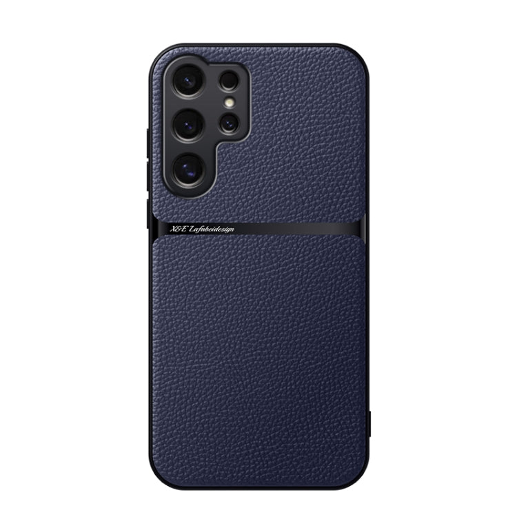 For Samsung Galaxy S25 Ultra 5G Litchi Leather Magnetic Full Coverage Shockproof Phone Case(Navy Blue)