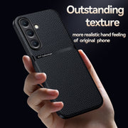 For Samsung Galaxy S25 5G Litchi Leather Magnetic Full Coverage Shockproof Phone Case(Red)