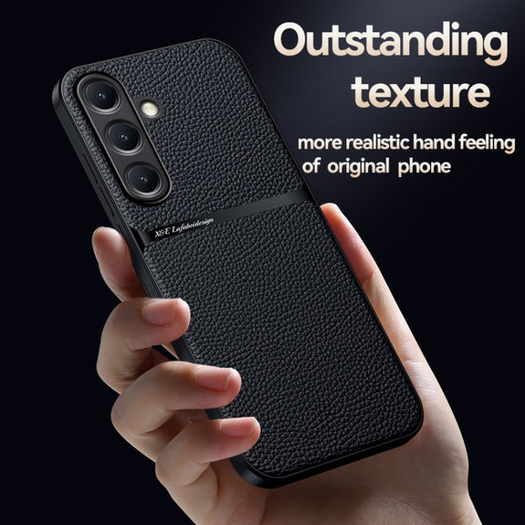 For Samsung Galaxy S25 5G Litchi Leather Magnetic Full Coverage Shockproof Phone Case(Blue)