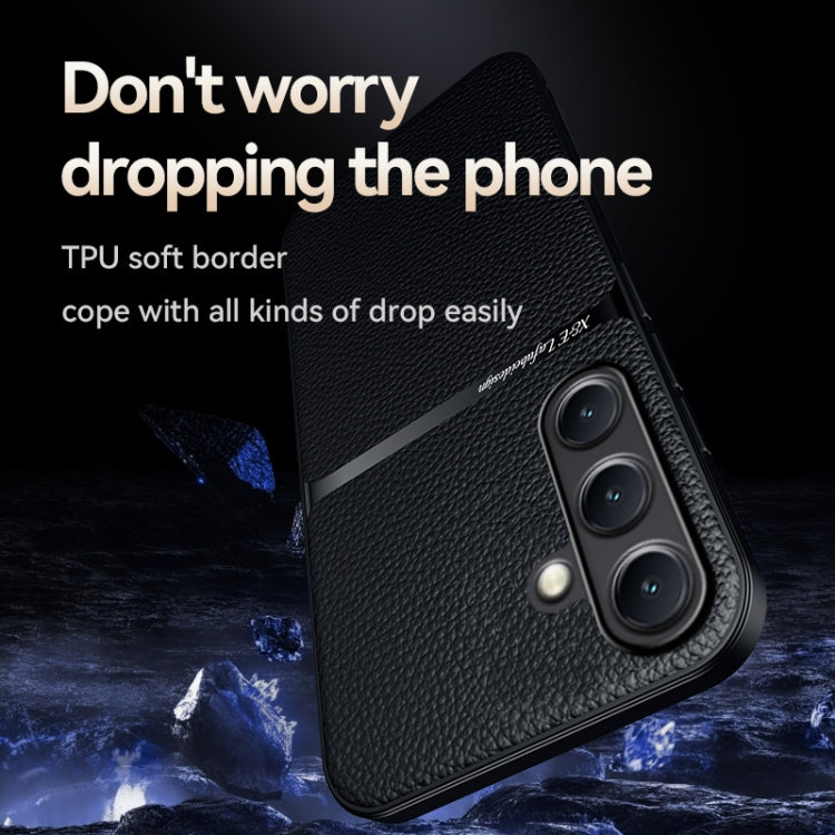 For Samsung Galaxy S25 5G Litchi Leather Magnetic Full Coverage Shockproof Phone Case(Blue)