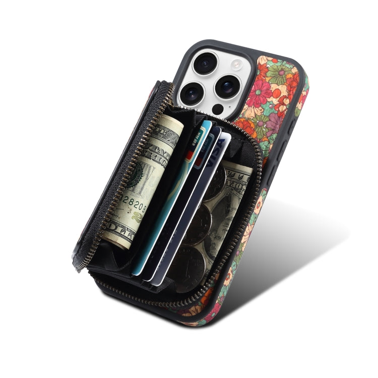 For iPhone 16 Pro Max Denior D23 MagSafe Detachable Zipper Wallet Holder Phone Case(Red)
