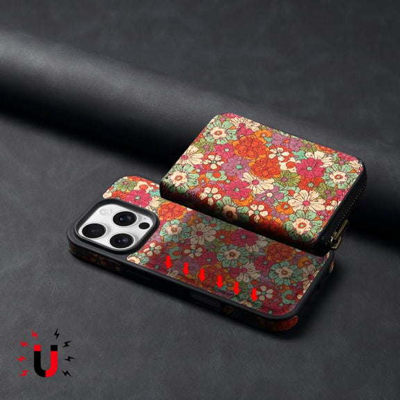For iPhone 16 Plus Denior D23 MagSafe Detachable Zipper Wallet Holder Phone Case(Red)
