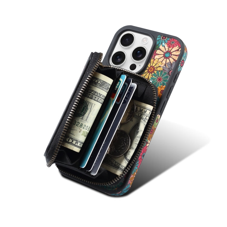 For iPhone 16 Plus Denior D23 MagSafe Detachable Zipper Wallet Holder Phone Case(Green)
