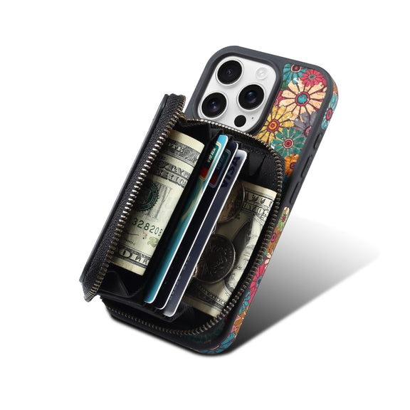 For iPhone 16 Plus Denior D23 MagSafe Detachable Zipper Wallet Holder Phone Case(Green)