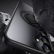 For Samsung Galaxy S25 5G Frosted MagSafe Phone Case with 360 Degree Rotating Holder(Blue)
