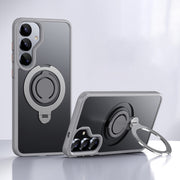 For Samsung Galaxy S25+ 5G Frosted MagSafe Phone Case with 360 Degree Rotating Holder(Grey)