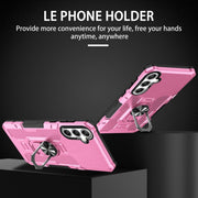 For Samsung Galaxy S25 5G Ring Holder Armor Hybrid Phone Case(Pink)