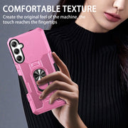For Samsung Galaxy S25 5G Ring Holder Armor Hybrid Phone Case(Pink)