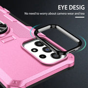 For Samsung Galaxy S25 5G Ring Holder Armor Hybrid Phone Case(Pink)