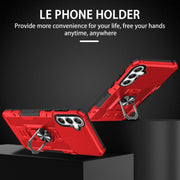 For Samsung Galaxy S25 5G Ring Holder Armor Hybrid Phone Case(Red)