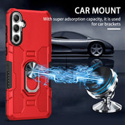 For Samsung Galaxy S25 5G Ring Holder Armor Hybrid Phone Case(Red)