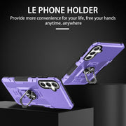 For Samsung Galaxy S25 5G Ring Holder Armor Hybrid Phone Case(Purple)