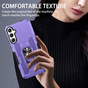 For Samsung Galaxy S25 5G Ring Holder Armor Hybrid Phone Case(Purple)