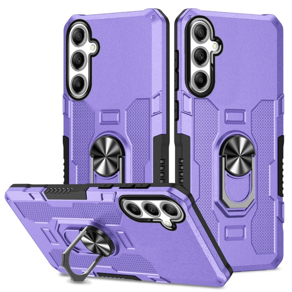 For Samsung Galaxy S25 5G Ring Holder Armor Hybrid Phone Case(Purple)