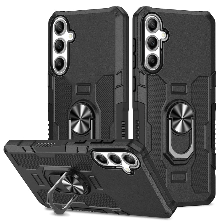 For Samsung Galaxy S25+ 5G Ring Holder Armor Hybrid Phone Case(Black)