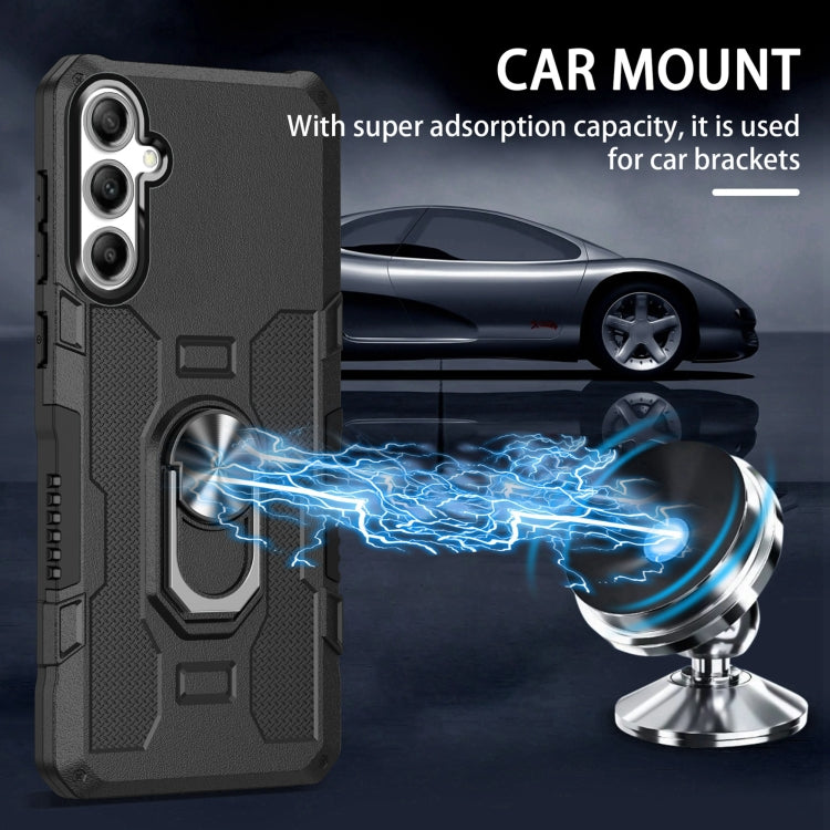For Samsung Galaxy S25+ 5G Ring Holder Armor Hybrid Phone Case(Black)