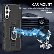 For Samsung Galaxy S25+ 5G Ring Holder Armor Hybrid Phone Case(Black)