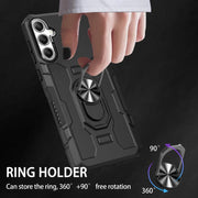 For Samsung Galaxy S25+ 5G Ring Holder Armor Hybrid Phone Case(Black)