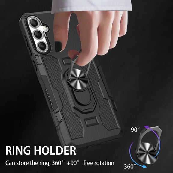 For Samsung Galaxy S25+ 5G Ring Holder Armor Hybrid Phone Case(Black)
