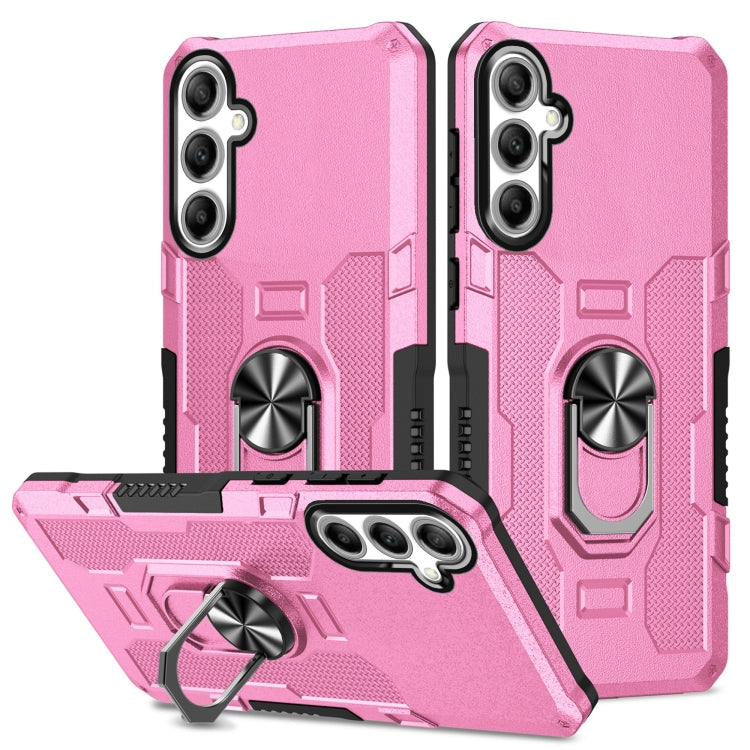 For Samsung Galaxy S25+ 5G Ring Holder Armor Hybrid Phone Case(Pink)