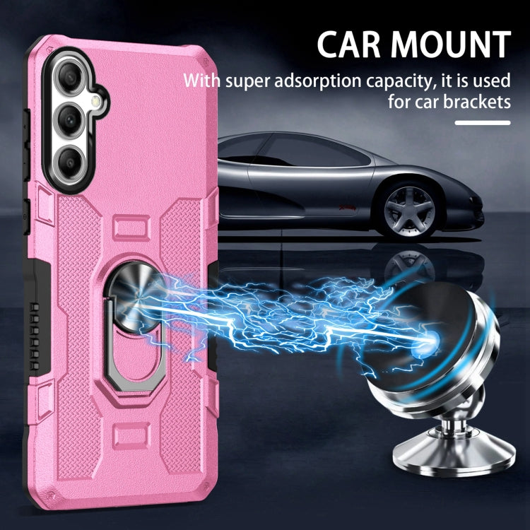 For Samsung Galaxy S25+ 5G Ring Holder Armor Hybrid Phone Case(Pink)