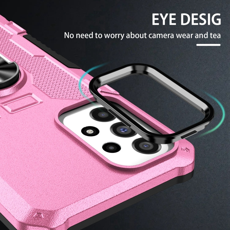 For Samsung Galaxy S25+ 5G Ring Holder Armor Hybrid Phone Case(Pink)