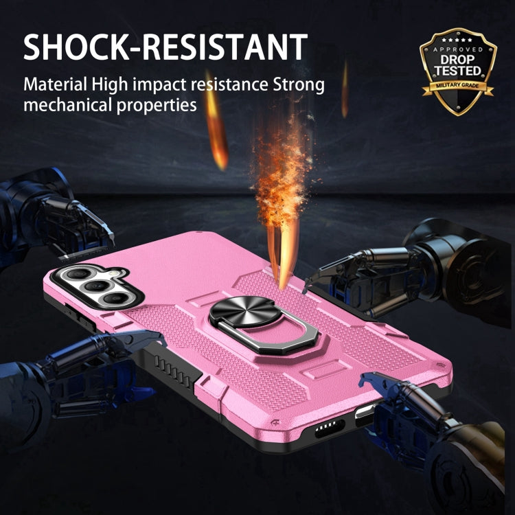 For Samsung Galaxy S25+ 5G Ring Holder Armor Hybrid Phone Case(Pink)