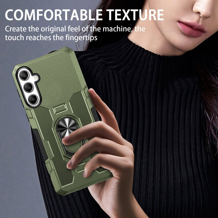 For Samsung Galaxy S25+ 5G Ring Holder Armor Hybrid Phone Case(Green)