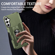 For Samsung Galaxy S25+ 5G Ring Holder Armor Hybrid Phone Case(Green)