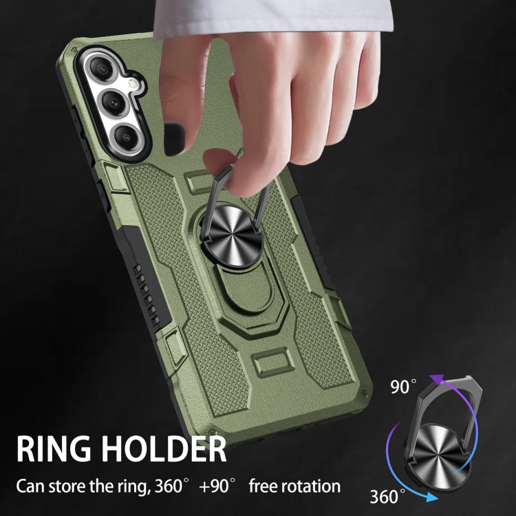 For Samsung Galaxy S25+ 5G Ring Holder Armor Hybrid Phone Case(Green)