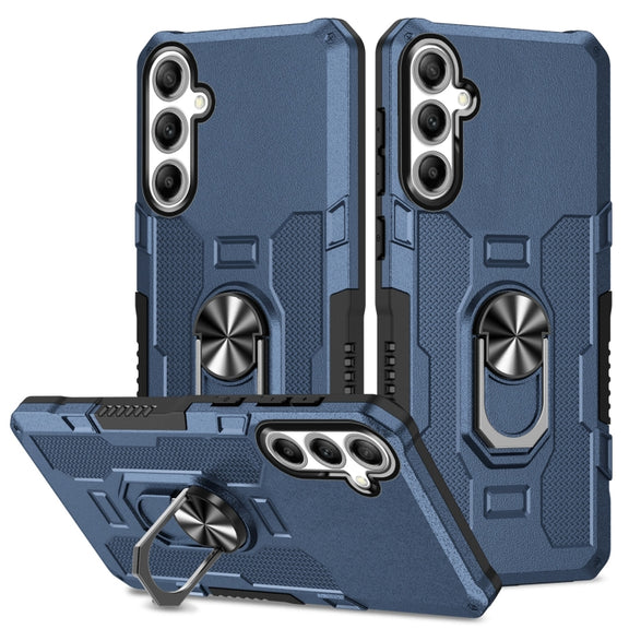 For Samsung Galaxy S25+ 5G Ring Holder Armor Hybrid Phone Case(Blue)