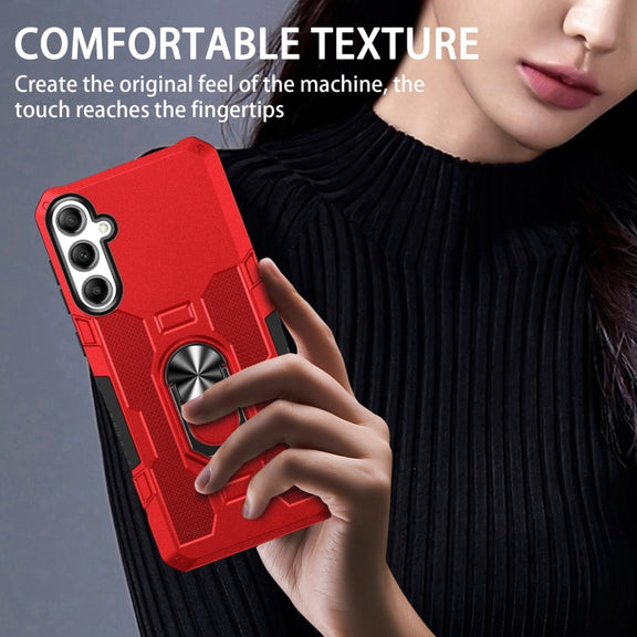 For Samsung Galaxy S25+ 5G Ring Holder Armor Hybrid Phone Case(Red)