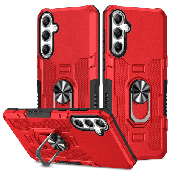 For Samsung Galaxy S25+ 5G Ring Holder Armor Hybrid Phone Case(Red)