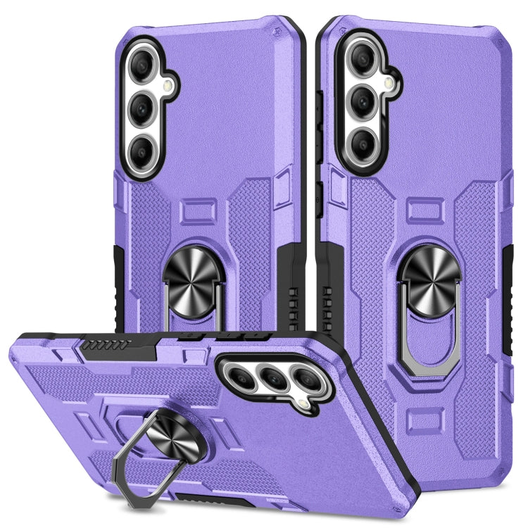 For Samsung Galaxy S25+ 5G Ring Holder Armor Hybrid Phone Case(Purple)